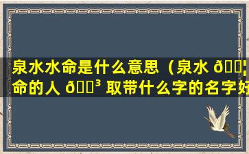 泉水水命是什么意思（泉水 🐦 命的人 🌳 取带什么字的名字好）